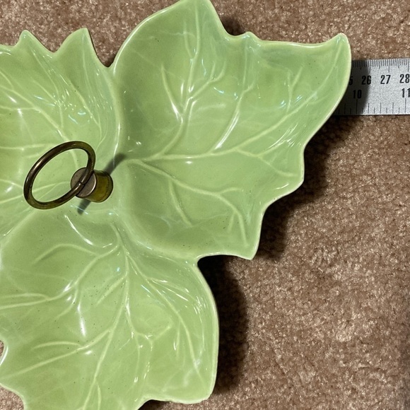 Green Leaf divided dish California Pottery USA  Vintage - Picture 7 of 7